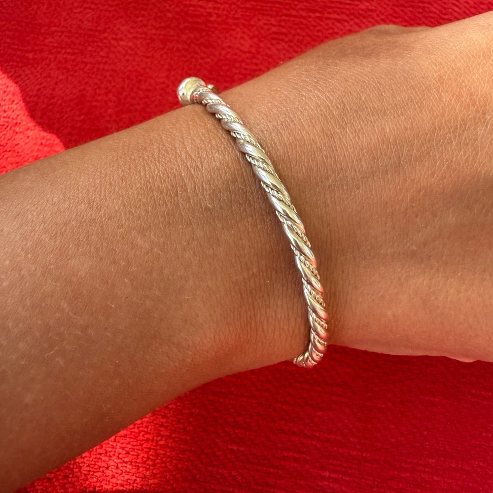 Handmade Sterling Silver Twisted Cable Bangle Bracelet - Picture 5 of 9